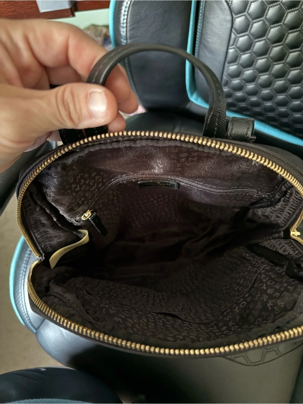 kate spade black nylon backpack with gold hardware